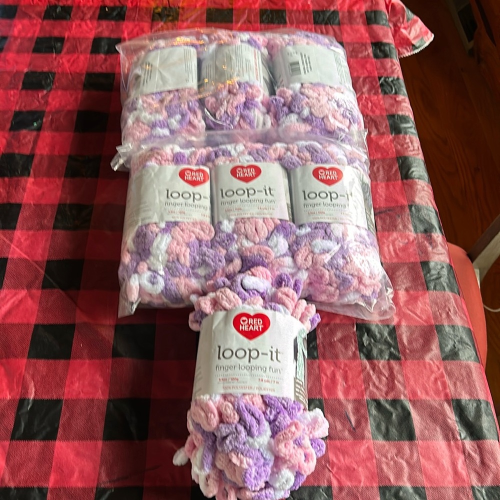 Red Heart Loop-It. Finger looping fun yarn.  7 skeins